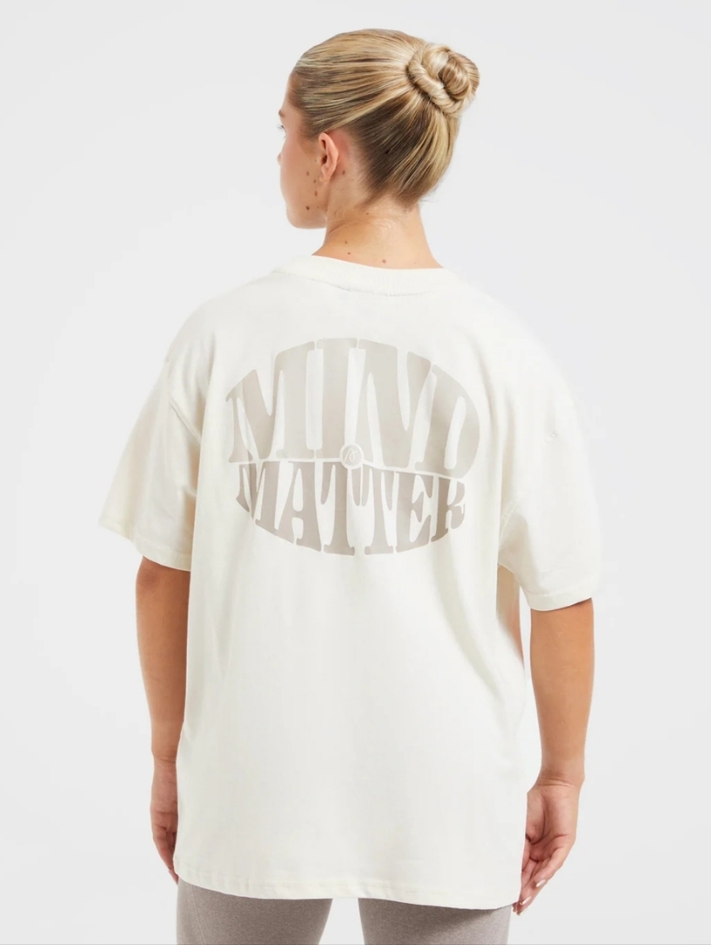 AYBL Beige Mind Over Matter Oversized Logo T-Shirt Small